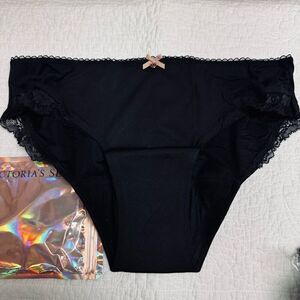 NWT (XL) Victoria’s Secret Lace Ruffle Trim Period Bikini Panties - Classic Blac